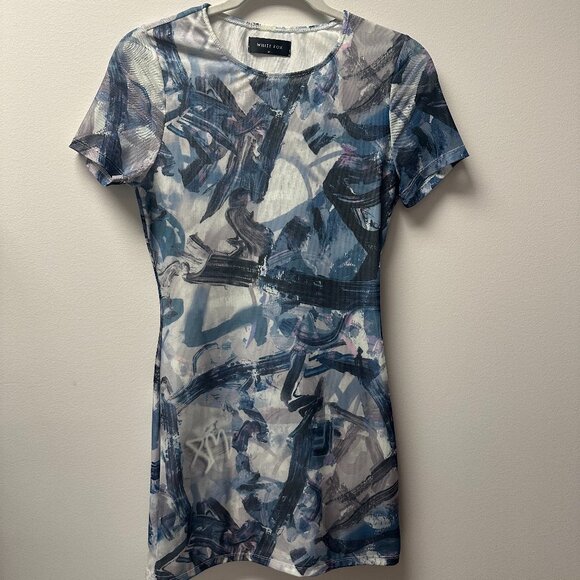 White Fox Blue Pattern Dress - Picture 1 of 3